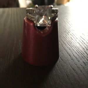 Sterling Silver Deco  Engagement or Cocktail Ring